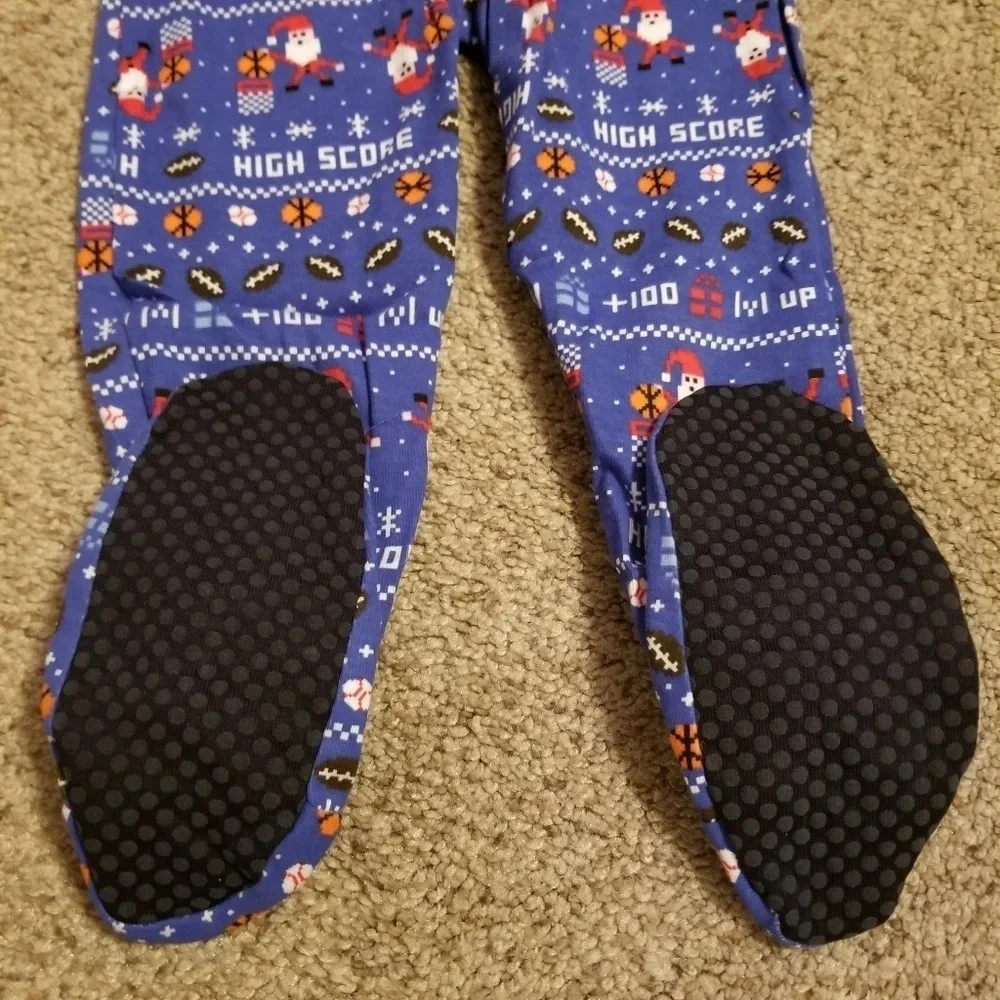 Christmas Santa Sports Boy Footed Pajamas 2T